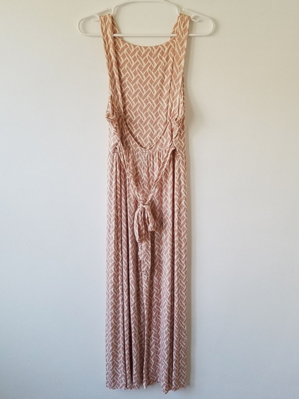 Sleeveless Pink Patterned Womens Low Back Jumpsuit